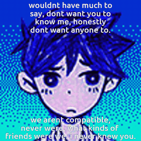 A Pixelated Image Of A Boy With The Words " Wouldnt Have Much To Say Dont Want You To Know Me " GIF