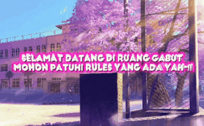 A Pixelated Image Of A Building With The Words Selamat Datang Di Ruang Gabut Mohon Patuhi Rules Yang Adayah GIF