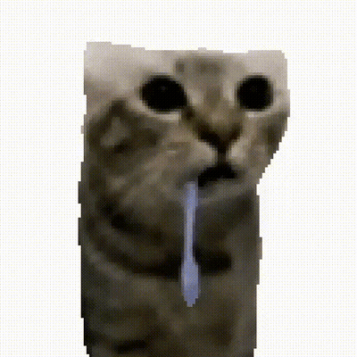 A Pixelated Image Of A Cat With A Blue Tongue Sticking Out GIF