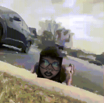 A Pixelated Image Of A Girl With Glasses And A Nose Ring GIF