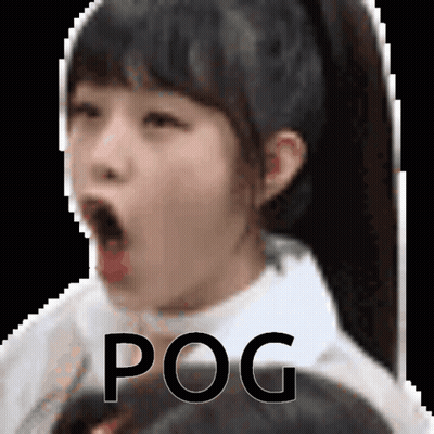A Pixelated Image Of A Girl With Her Mouth Open And The Word Pog In The Corner GIF