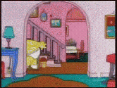 A Pixelated Image Of A Living Room With A Staircase And A Lamp GIF