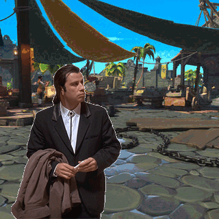 A Pixelated Image Of A Man In A Suit And Tie Holding A Jacket GIF
