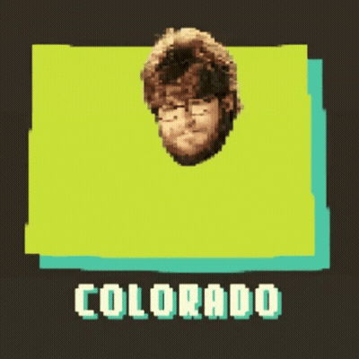 A Pixelated Image Of A Man 'S Head With The State Colorado Written Below It GIF