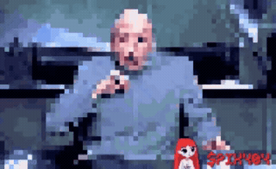 A Pixelated Image Of A Man Talking Into A Microphone With The Word Sprinkles In The Corner GIF