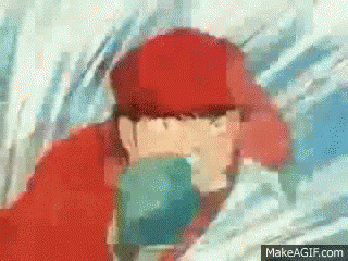 A Pixelated Image Of A Man Wearing A Red Hat GIF