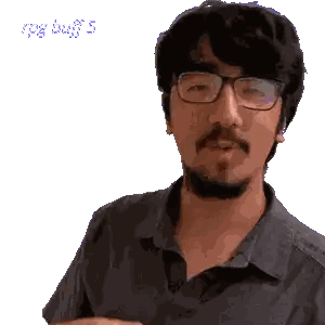 A Pixelated Image Of A Man Wearing Glasses And A Beard Sticker