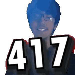 A Pixelated Image Of A Man With Glasses And The Number 417 Sticker