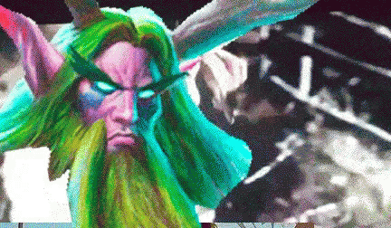 A Pixelated Image Of A Man With Green Hair And Beard GIF