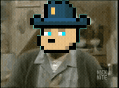 A Pixelated Image Of A Man With The Nick Nite Logo On The Bottom GIF