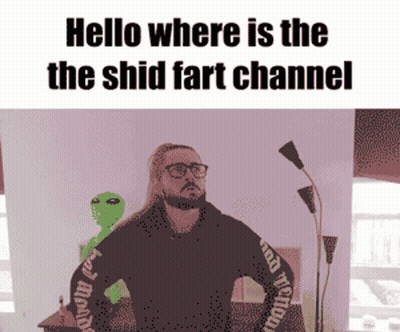 A Pixelated Image Of A Man With The Words Hello Where Is The Shid Fart Channel At The Top GIF