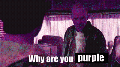 A Pixelated Image Of A Man With The Words Why Are You Purple GIF