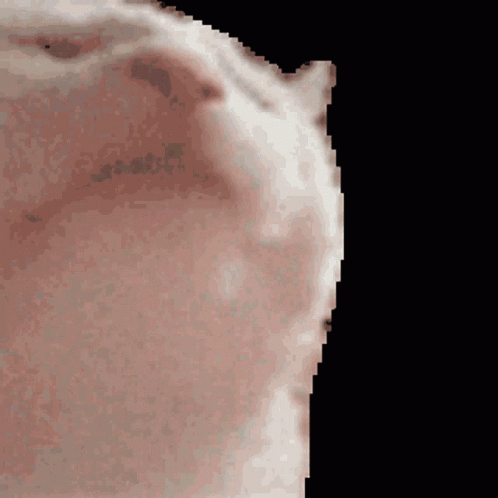 A Pixelated Image Of A Person 'S Face Against A Black Background GIF