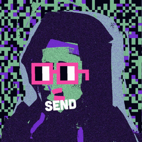 A Pixelated Image Of A Person With The Word Send Written On It GIF