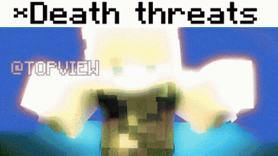 A Pixelated Image Of A Person With The Words Death Threats Above It GIF