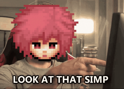 A Pixelated Image Of A Person With The Words Look At That Simp Below Them GIF