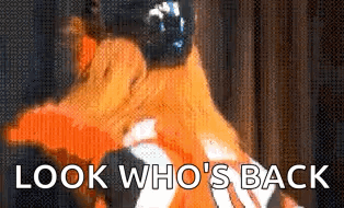 A Pixelated Image Of A Person With The Words Look Who 'S Back GIF