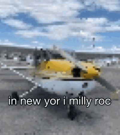 A Pixelated Image Of A Plane With The Words In New Yor I Milly Roc Written Below It GIF