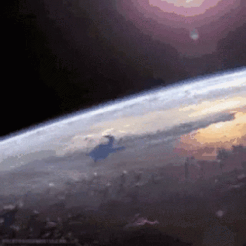 A Pixelated Image Of A Planet With A Sunset In The Background GIF