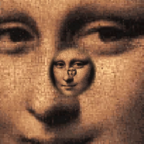 A Pixelated Image Of A Woman 'S Face With A Circle Around It GIF