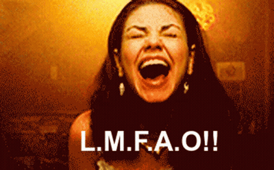 A Pixelated Image Of A Woman Screaming With The Words L.m.f.a.o. GIF