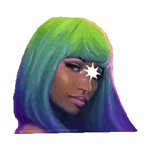 A Pixelated Image Of A Woman With Green Hair And A Star In Her Eye Sticker