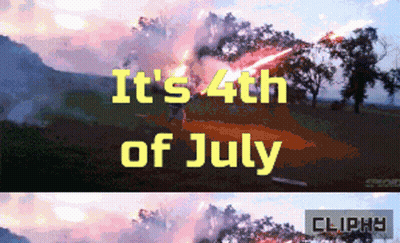 A Pixelated Image Of Fireworks With The Words It 'S 4Th Of July Below It GIF