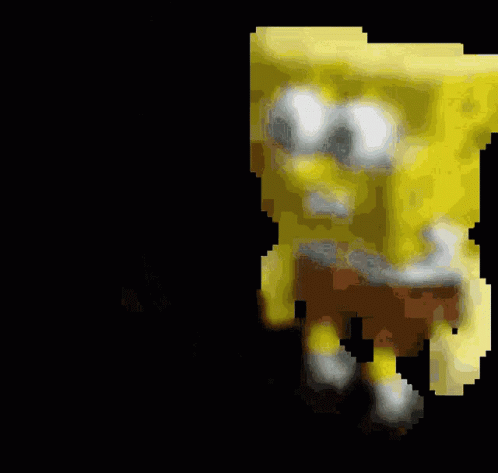 A Pixelated Image Of Spongebob Squarepants With A Black Background GIF