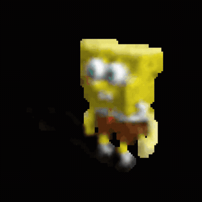 A Pixelated Image Of Spongebob Squarepants With A Black Background GIF