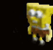 A Pixelated Image Of Spongebob Squarepants With A Black Background GIF