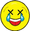 A Pixelated Smiley Face With Tears Coming Out Of Its Eyes . Sticker