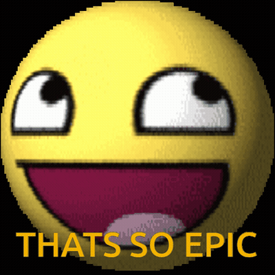 A Pixelated Smiley Face With The Words That 'S So Epic GIF