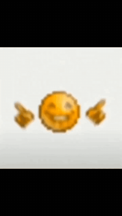 A Pixelated Smiley Face With Two Fingers Pointing At It On A White Background GIF