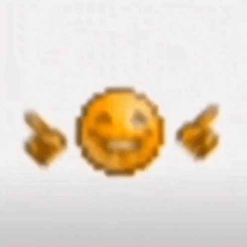 A Pixelated Smiley Face With Two Fingers Pointing At It GIF