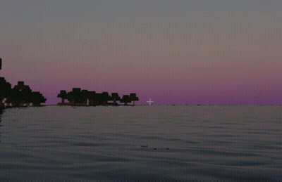A Pixelated Sunset Over A Body Of Water GIF