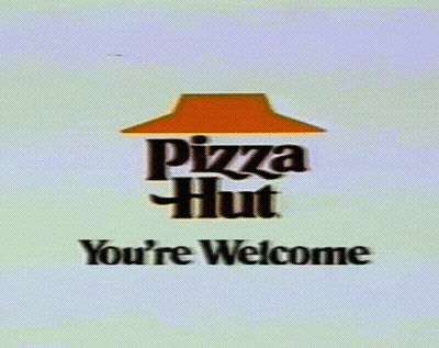 A Pizza Hut Logo That Says You 'Re Welcome On It GIF