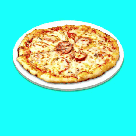 A Pizza With Tomatoes And Cheese On A White Plate GIF