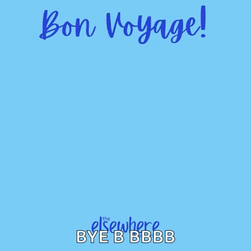 A Plane Is Flying In The Sky With The Words Bon Voyage Written Below It GIF