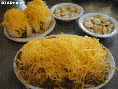 A Plate Of Food With The Word Rzarcasm On It GIF