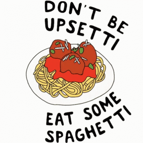 A Plate Of Spaghetti And Meatballs With A Fork Sticking Out Of It GIF