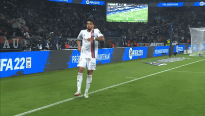 A Player On A Soccer Field With Fifa 22 Advertisements GIF