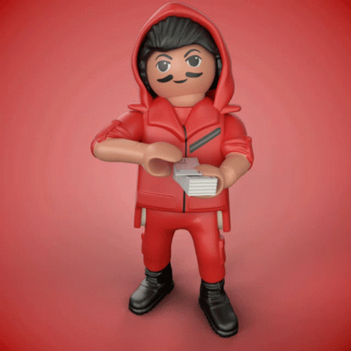 A Playmobil Figure Is Holding A 50 Euro Bill GIF