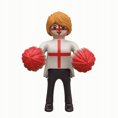 A Playmobil Figure With A Cross Painted On His Face GIF