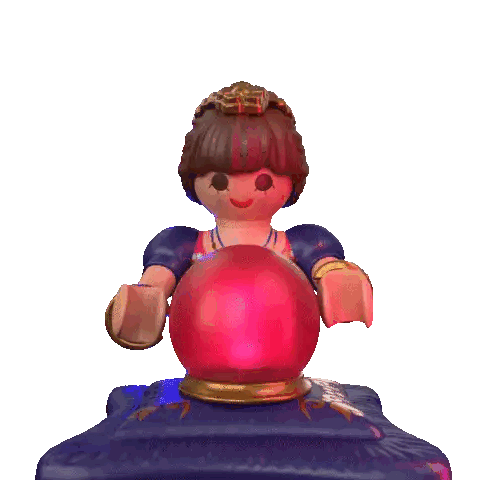 A Playmobil Figurine Is Holding A Red Ball Sticker