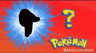 A Pokemon Logo With A Question Mark And A Silhouette Of A Person GIF