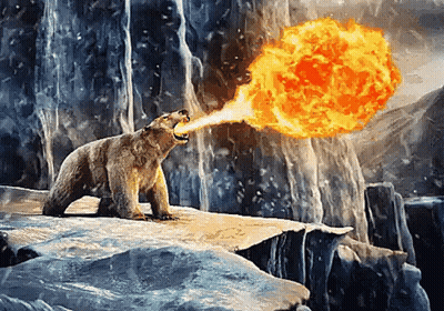 A Polar Bear Is Blowing A Fireball From Its Mouth GIF