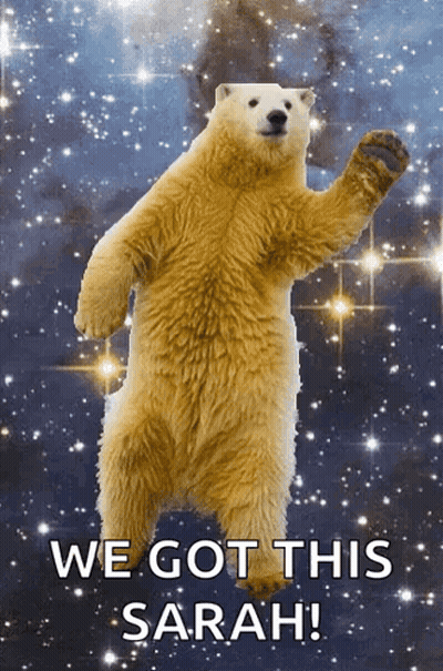 A Polar Bear With The Words We Got This Sarah Written Below It GIF