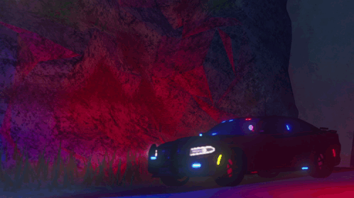 A Police Car Is Parked On The Side Of The Road GIF