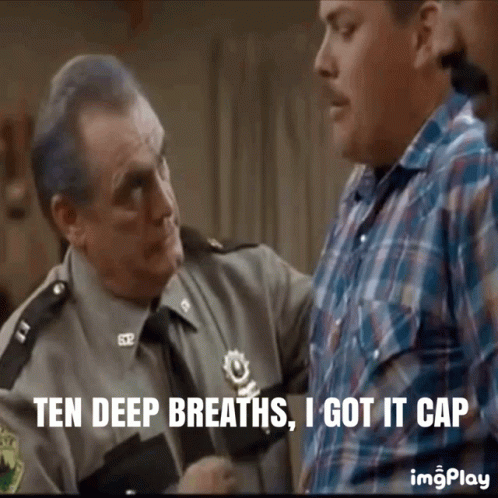 A Police Officer Talking To A Man With The Words Ten Deep Breaths I Got It Cap On The Bottom GIF