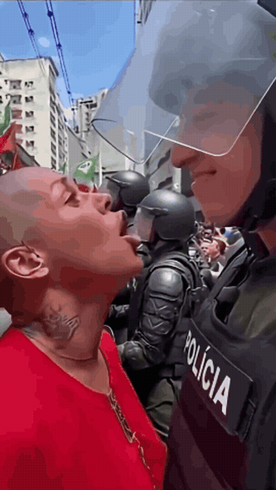 A Police Officer With The Word Policia On His Uniform GIF